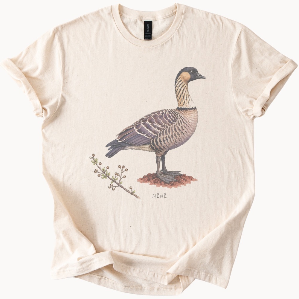 Nēnē Hawaiian Bird Feather Detail Boho Tee